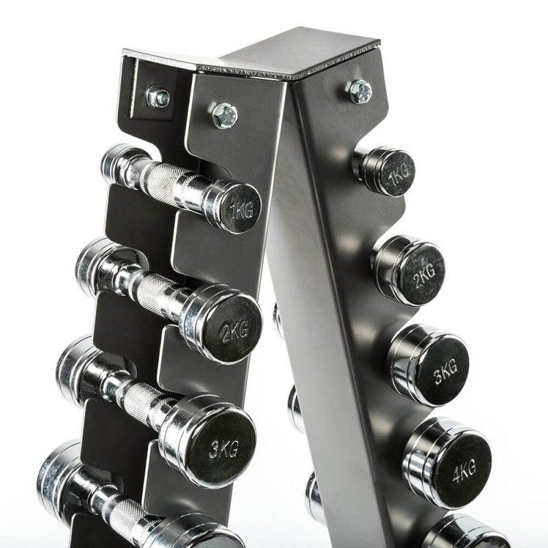 Dumbbell Rack (10 pairs) - pyramide model - silver